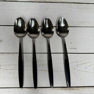 Interpur Stainless Black Handle Spoon Canoe Heart Scroll Pattern Set Of 4 Japan
